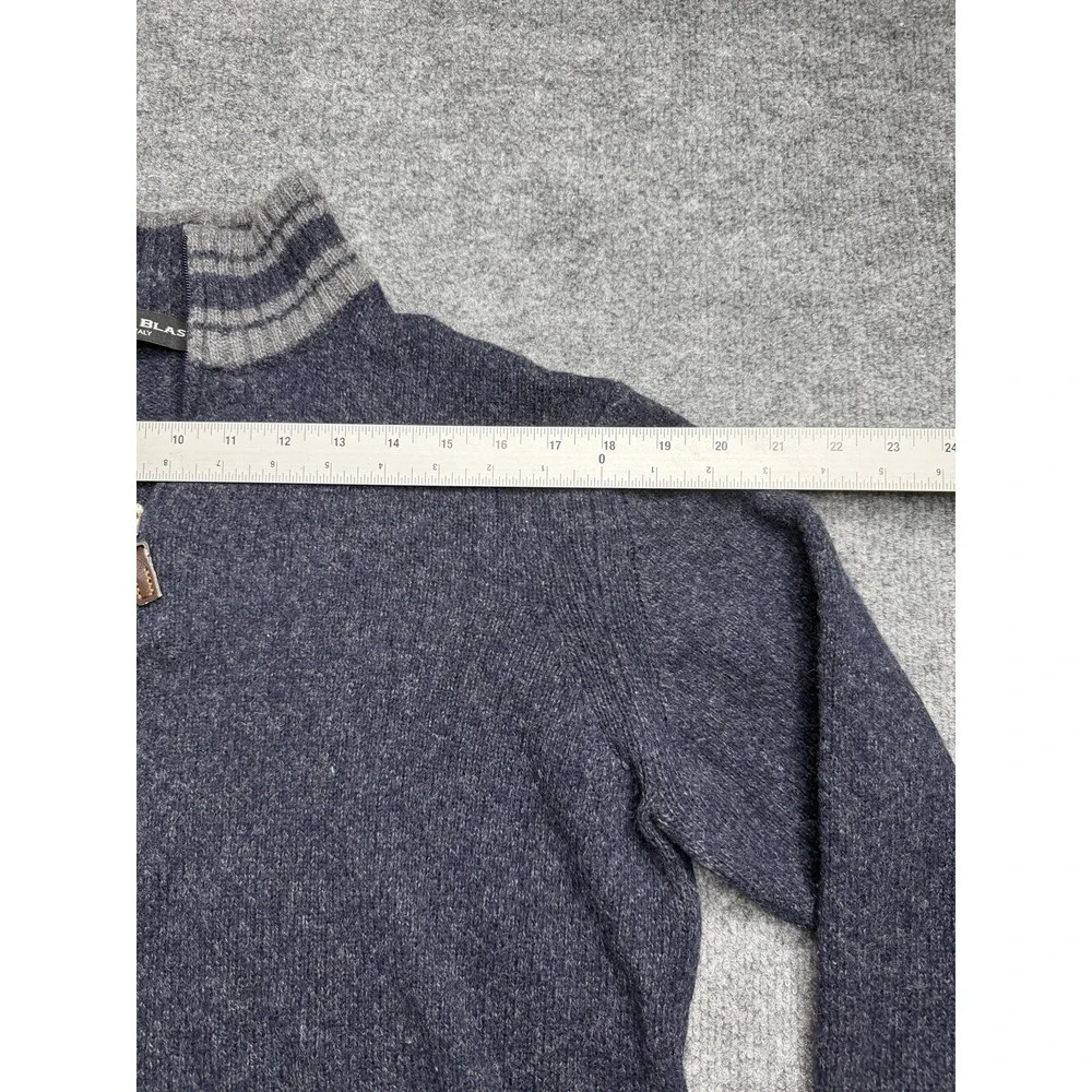 Daniele Blasi Sweater Mens Large Navy Blue Wool Blend 1/4 Zip Made In Italy